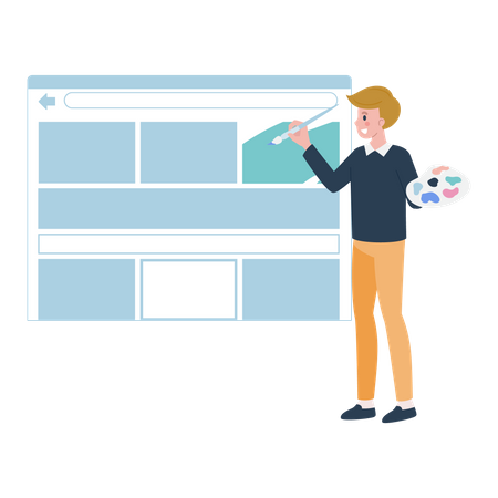 Web Designer working on web UI Illustration