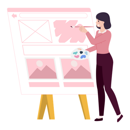 Web Designer working on web UI Illustration