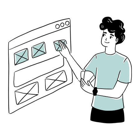 Web Designer working on web UI Illustration