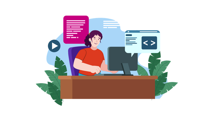 Web Designer working on web UI Illustration