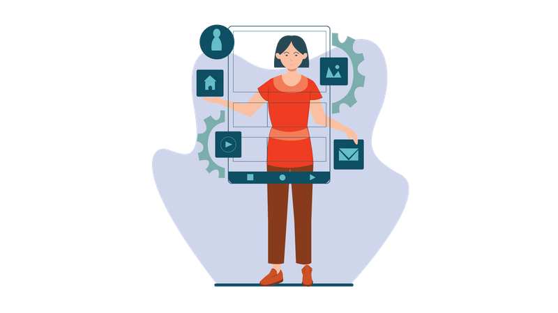 Web Designer working on web UI Illustration