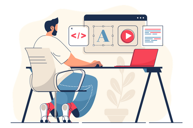 Web designing by developer  Illustration