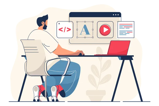 Web designing by developer  Illustration