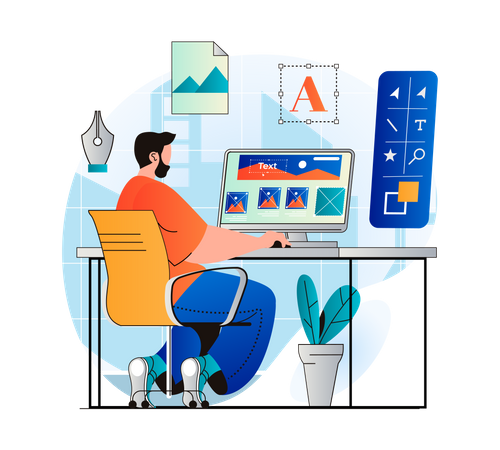 Web designing by developer  Illustration