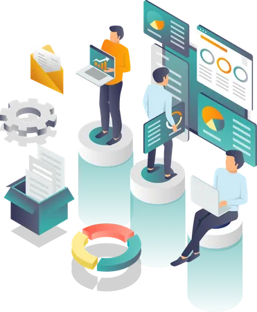 The Concept Of Isometric Illustration Seo Agency And Web Developer Illustration