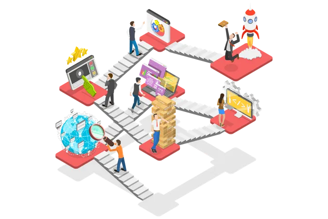 3 D Isometric Flat Vector Conceptual Illustration Of Web Development Creating Websites And Mobile Apps Illustration