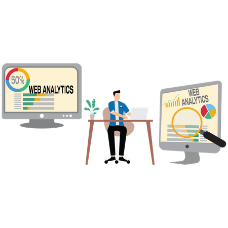 Web developer Doing analytics  Illustration