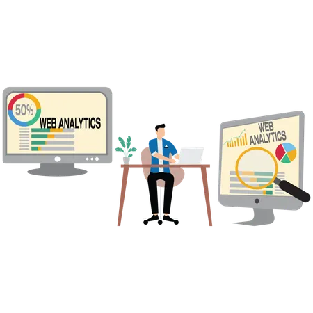 Web developer Doing analytics  Illustration