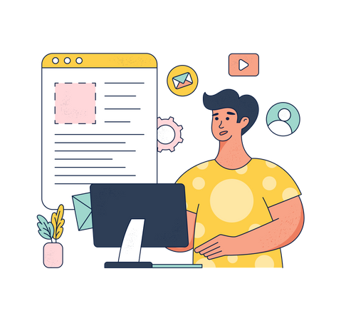 Web Developer doing developing  Illustration