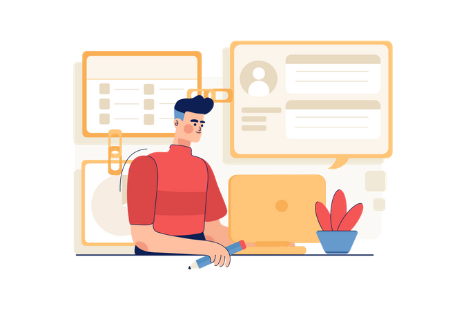 Web developer filtering websites for better SEO traffic  Illustration