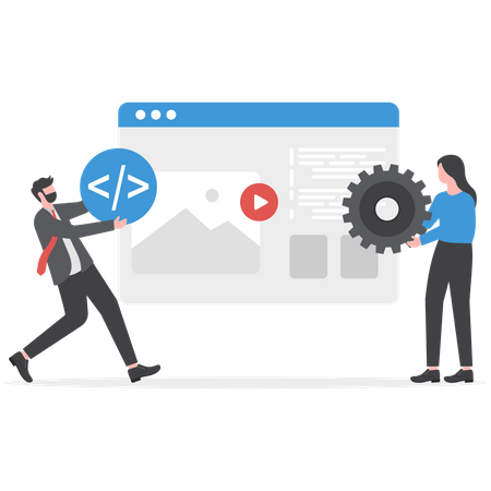Web developer is developing website  일러스트레이션