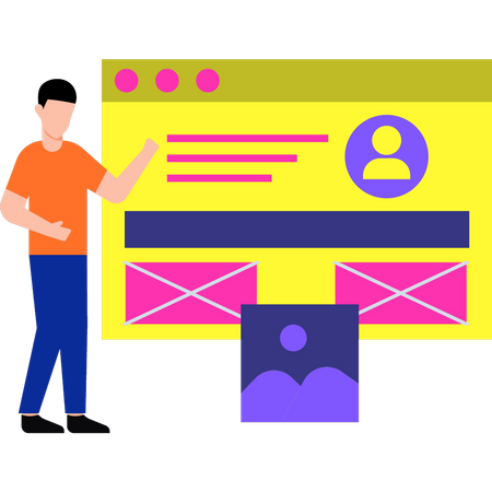 Web developer is working on web page layout  Illustration