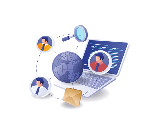 Web developer network team  Illustration