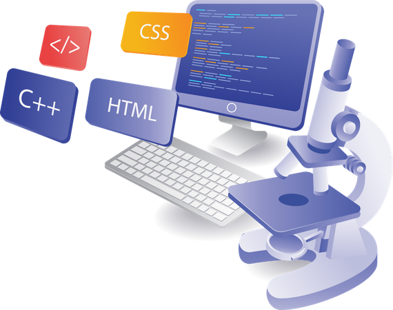 Web developer programming language analysis  Illustration