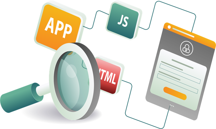 Web developer programming language analysis  Illustration