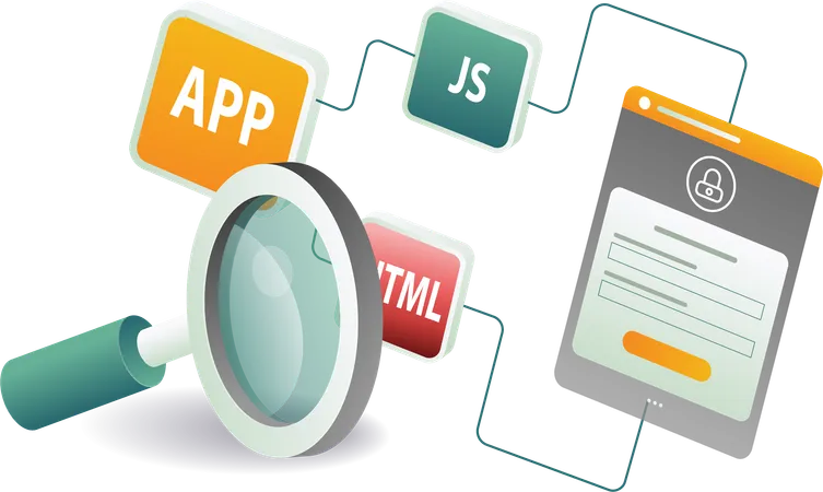 Web developer programming language analysis  Illustration