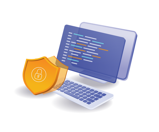 Web developer programming language security  Illustration
