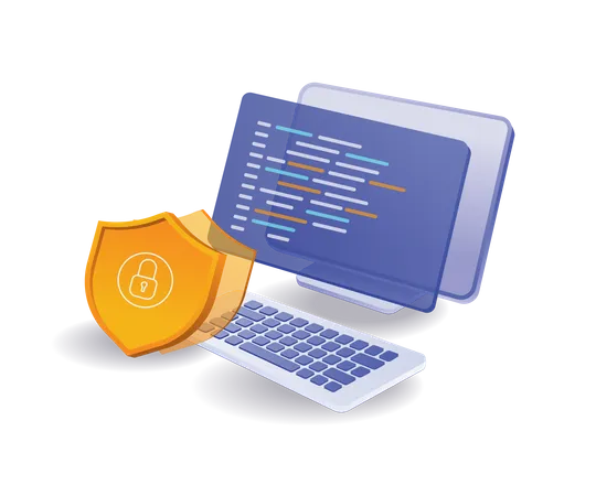 Web developer programming language security  Illustration