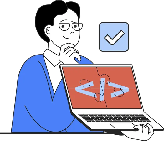 Web developer solving code error  Illustration