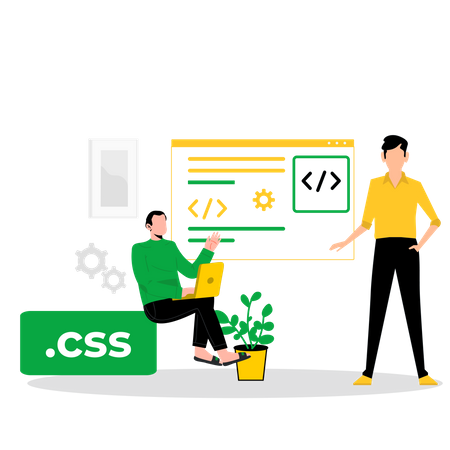 Web developer team work together on CSS language Illustration