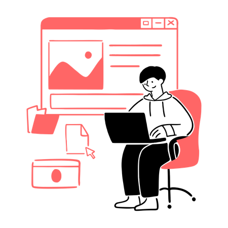 Web Developer with UI Layout  Illustration