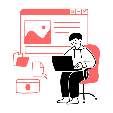 Web Developer with UI Layout  Illustration