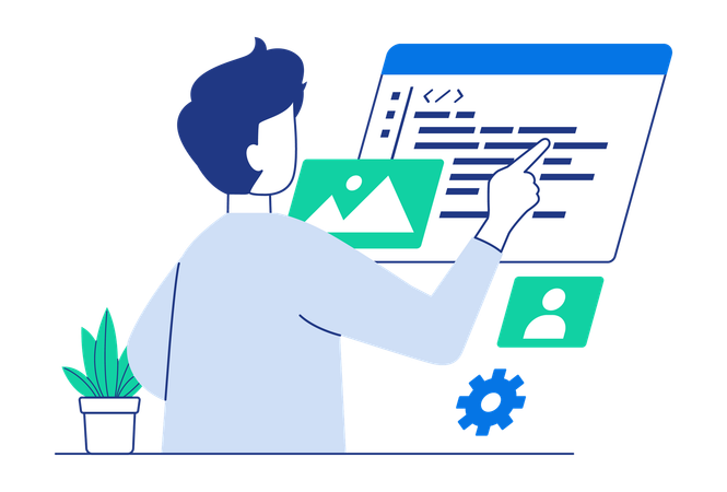 Web developer work with program code  Illustration