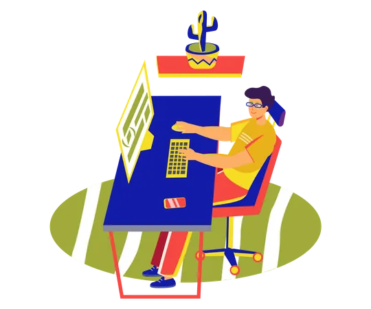 Web Developer working on computer  Illustration