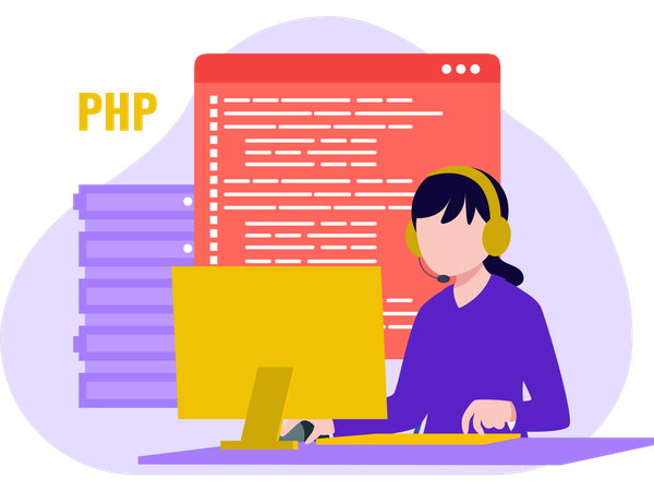 Web developer working on designing  Illustration