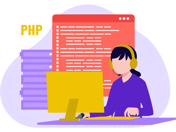 Web developer working on designing  Illustration