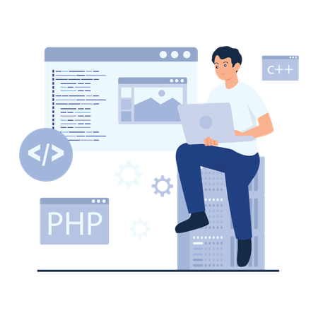 Web Developer Working on laptop  Illustration