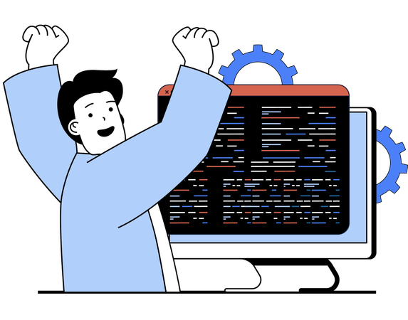 Web developer working on web page  Illustration