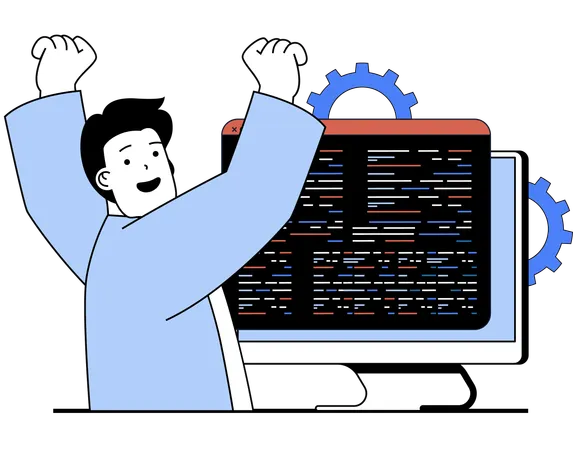 Web developer working on web page  Illustration