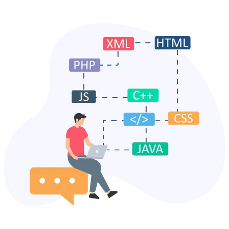 Web developer working on project  Illustration