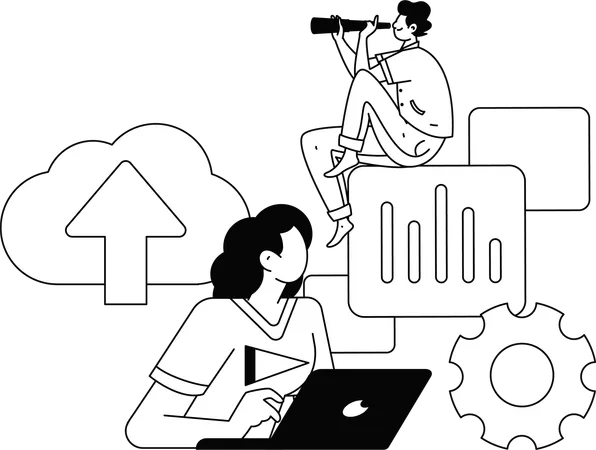 Web developer working on project  Illustration