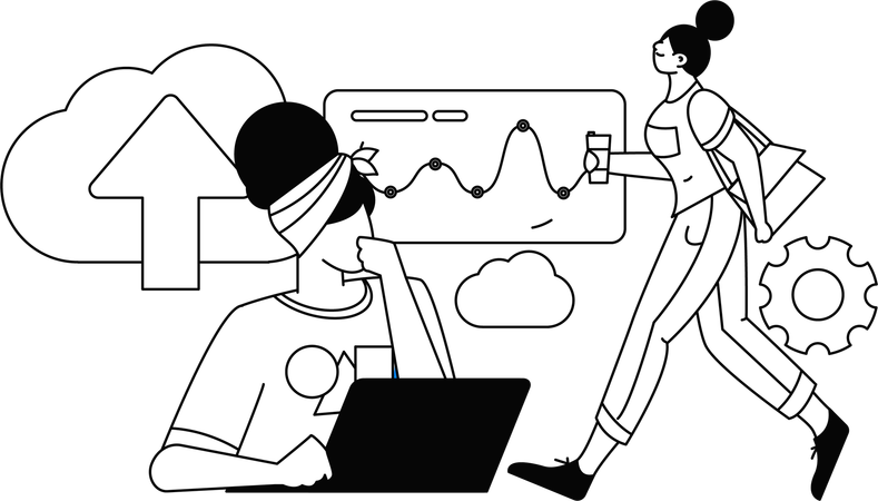 Web developer working on project  Illustration