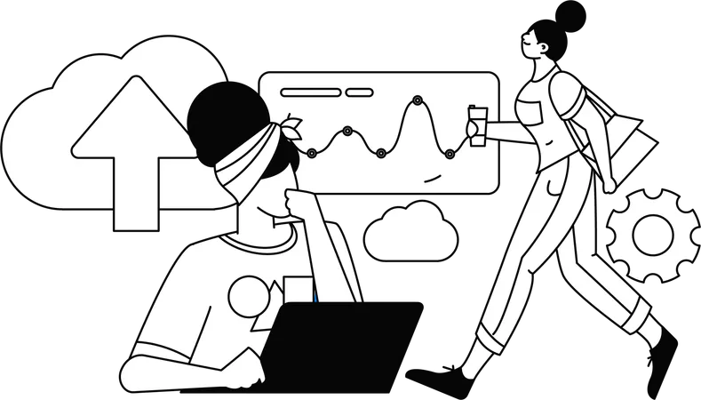 Web developer working on project  Illustration
