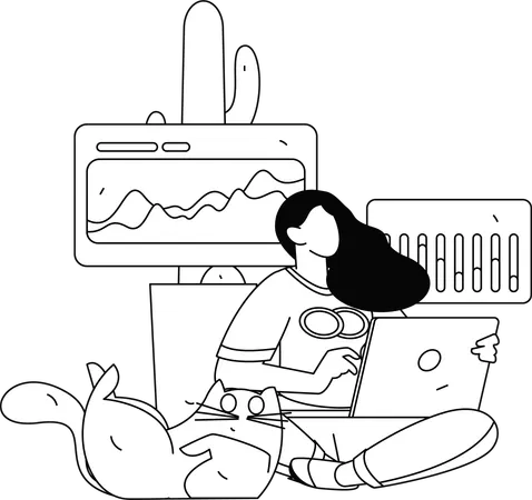 Web developer working on project  Illustration