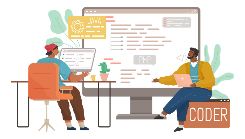 Web developer working together Illustration