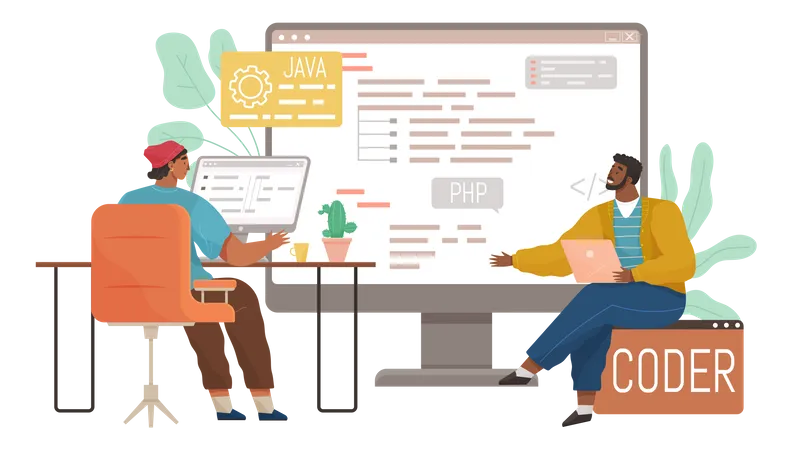 Web developer working together  Illustration