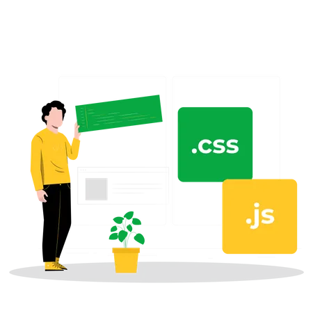Web developer working with CSS and JS  Illustration