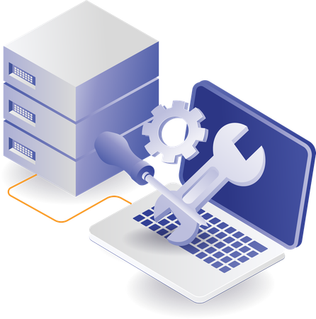 Web developers are maintaining server computer applications  Illustration