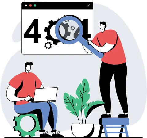 Web developers encounters 404 error  Illustration