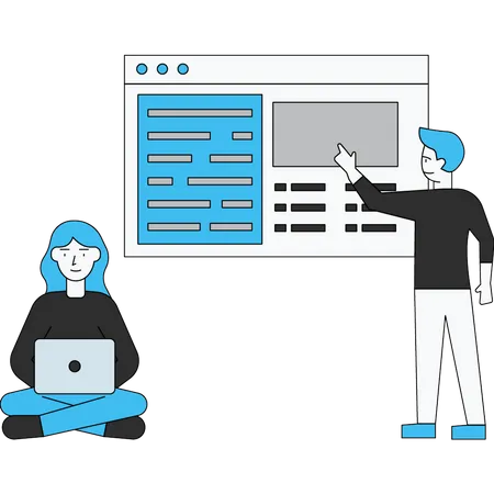 Web developers working together Illustration