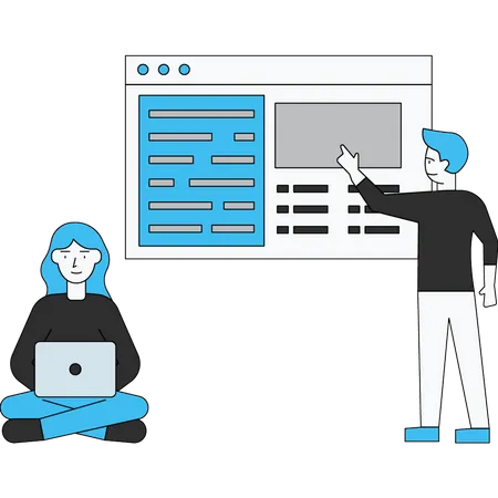 Web developers working together  Illustration