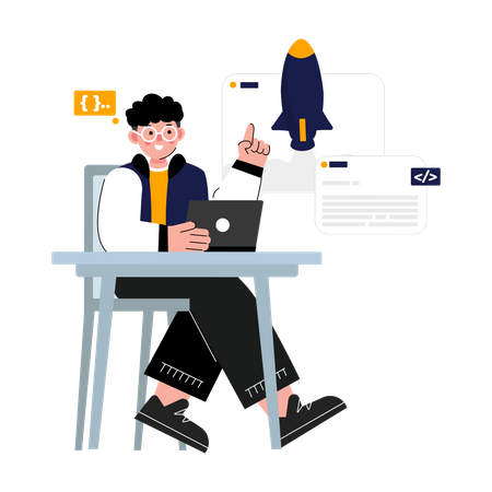 Web development startup  Illustration