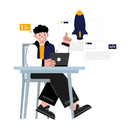 Web development startup  Illustration