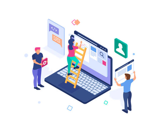 Web development team  Illustration