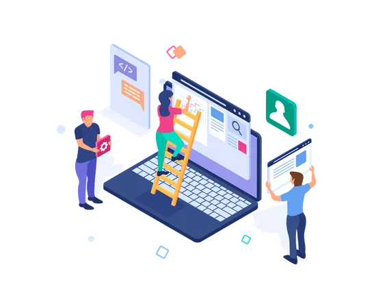 Web development team  Illustration