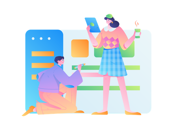 Web development team working together  Illustration